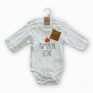 Rae Dunn Baby Fall Bodysuits Long Sleeve Set of 3 Size 3-6 Months NWT